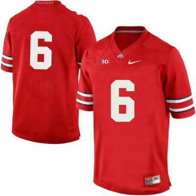 Men's NCAA Ohio State Buckeyes Only Number #6 College Stitched Authentic Nike Red Football Jersey DW20M83HD